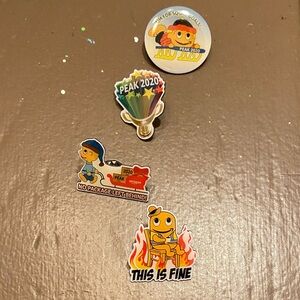 AMAZON PEAK 2020 & This Is Fine Employee Pins - Set of 4